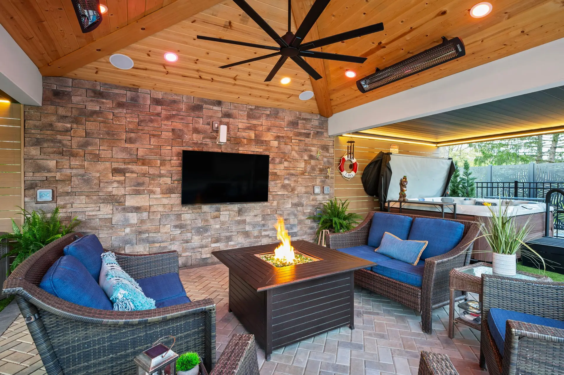 Louvered Pergola and Custom Paver Patio
