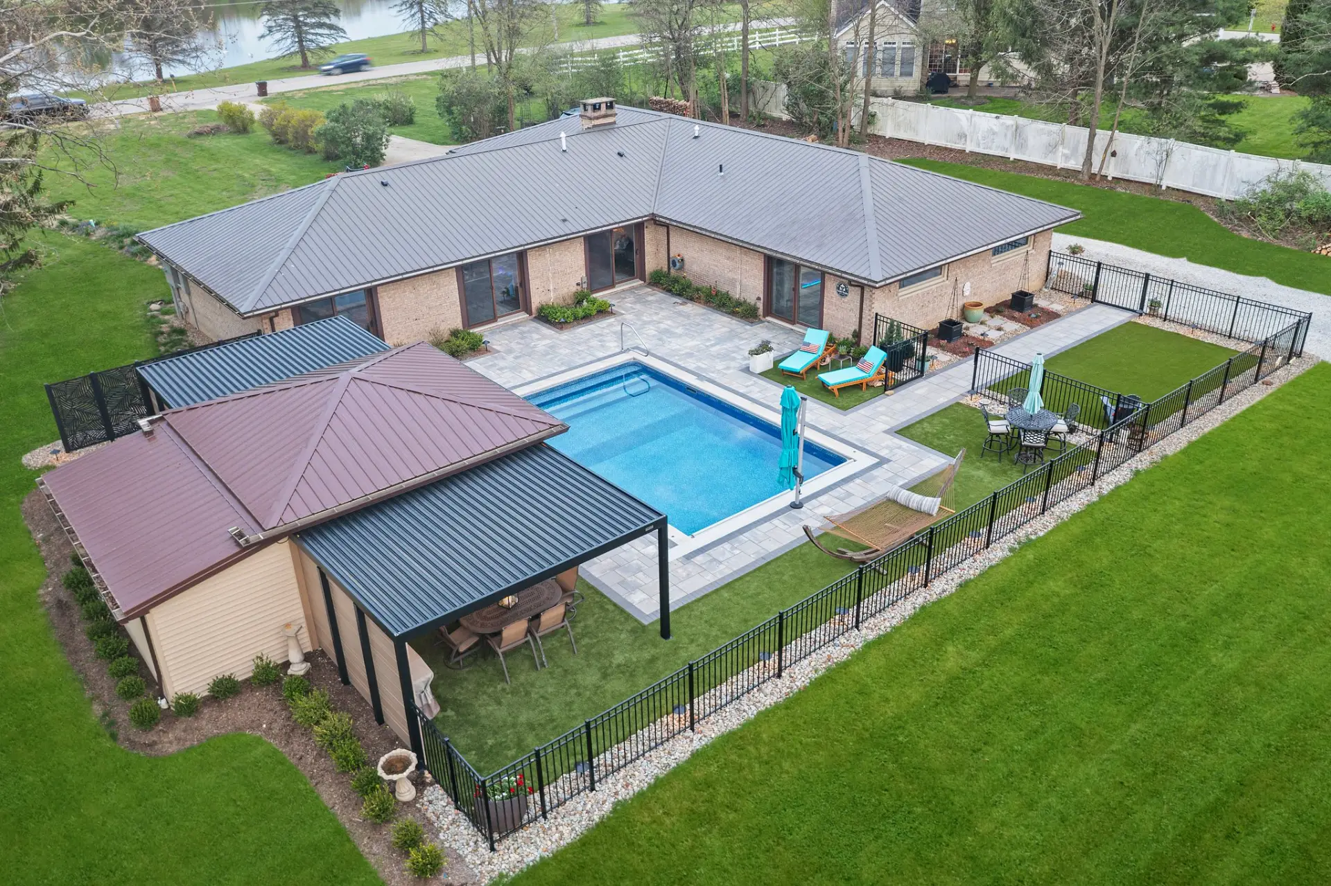 Louvered Pergola and Custom Paver Patio