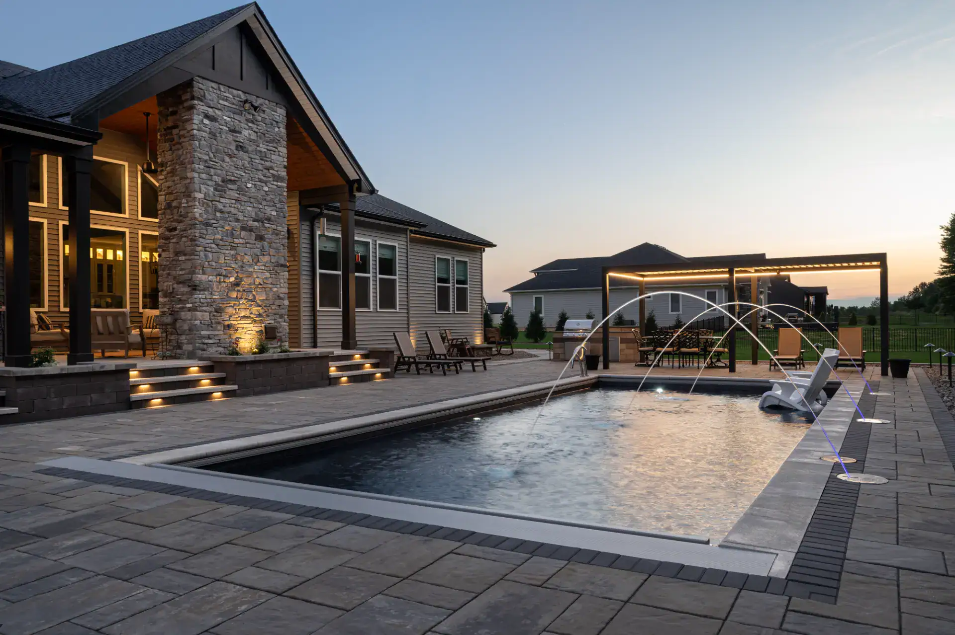 Paver Pool Deck and Fire Pit in Hinckley